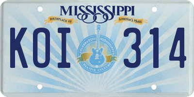 MS license plate KOI314