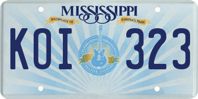 MS license plate KOI323