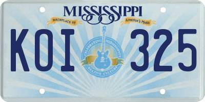 MS license plate KOI325