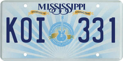 MS license plate KOI331