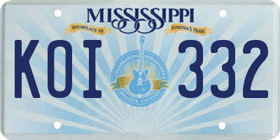 MS license plate KOI332