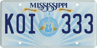MS license plate KOI333