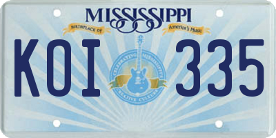 MS license plate KOI335