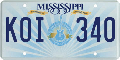 MS license plate KOI340