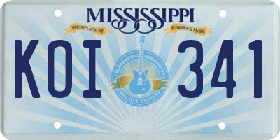 MS license plate KOI341