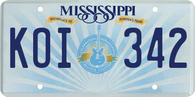 MS license plate KOI342