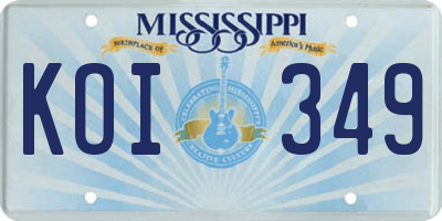MS license plate KOI349