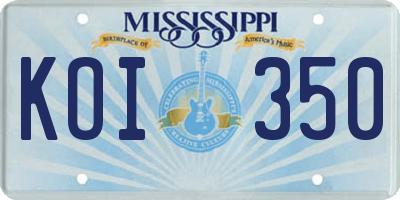 MS license plate KOI350