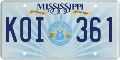 MS license plate KOI361