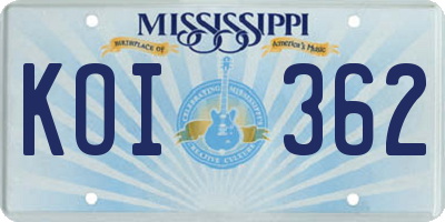 MS license plate KOI362