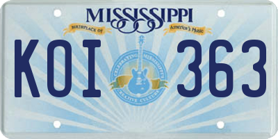 MS license plate KOI363