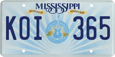 MS license plate KOI365