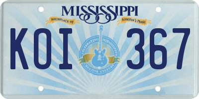MS license plate KOI367