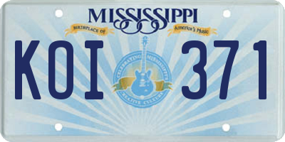 MS license plate KOI371