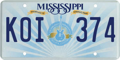 MS license plate KOI374
