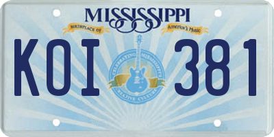 MS license plate KOI381