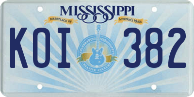 MS license plate KOI382
