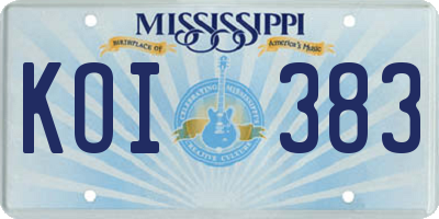 MS license plate KOI383