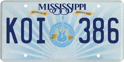MS license plate KOI386