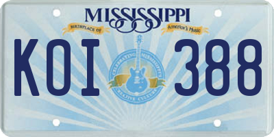 MS license plate KOI388
