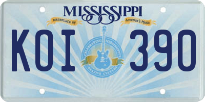 MS license plate KOI390