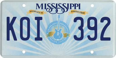 MS license plate KOI392