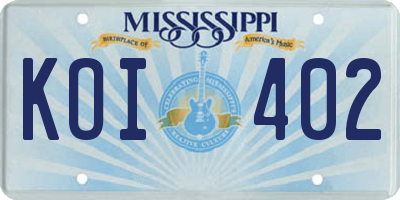 MS license plate KOI402