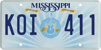 MS license plate KOI411