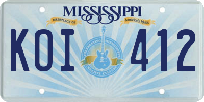 MS license plate KOI412