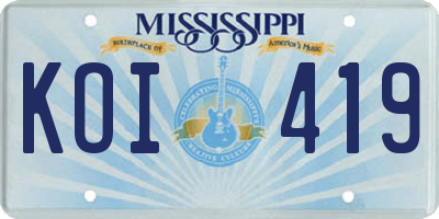 MS license plate KOI419