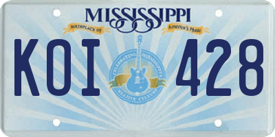 MS license plate KOI428