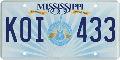 MS license plate KOI433