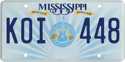 MS license plate KOI448