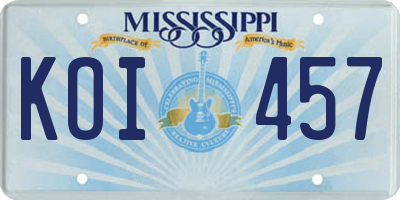 MS license plate KOI457