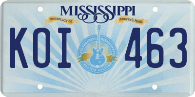 MS license plate KOI463