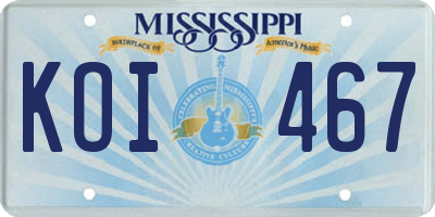MS license plate KOI467