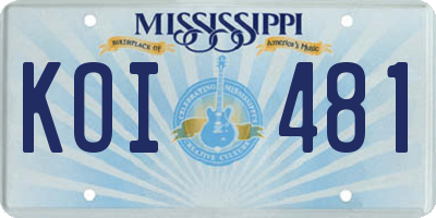 MS license plate KOI481