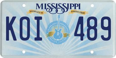 MS license plate KOI489