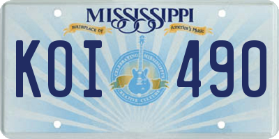 MS license plate KOI490