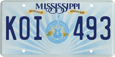 MS license plate KOI493