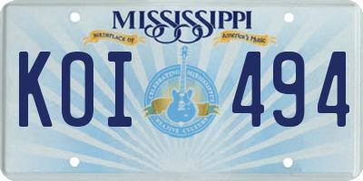 MS license plate KOI494
