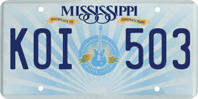 MS license plate KOI503