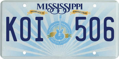 MS license plate KOI506