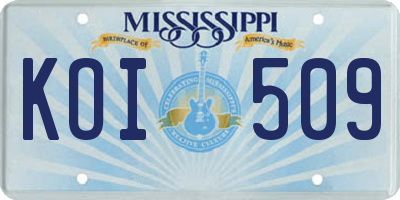 MS license plate KOI509