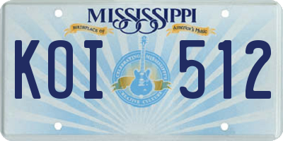 MS license plate KOI512