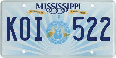 MS license plate KOI522