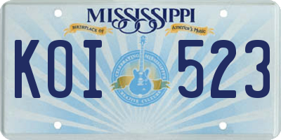 MS license plate KOI523