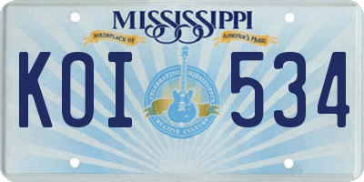MS license plate KOI534