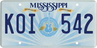 MS license plate KOI542