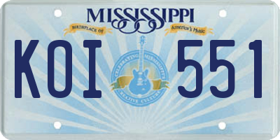 MS license plate KOI551